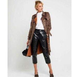 NWT!   FEW MODA Leopard Faux Suede Lightweight Trench Coat Size M